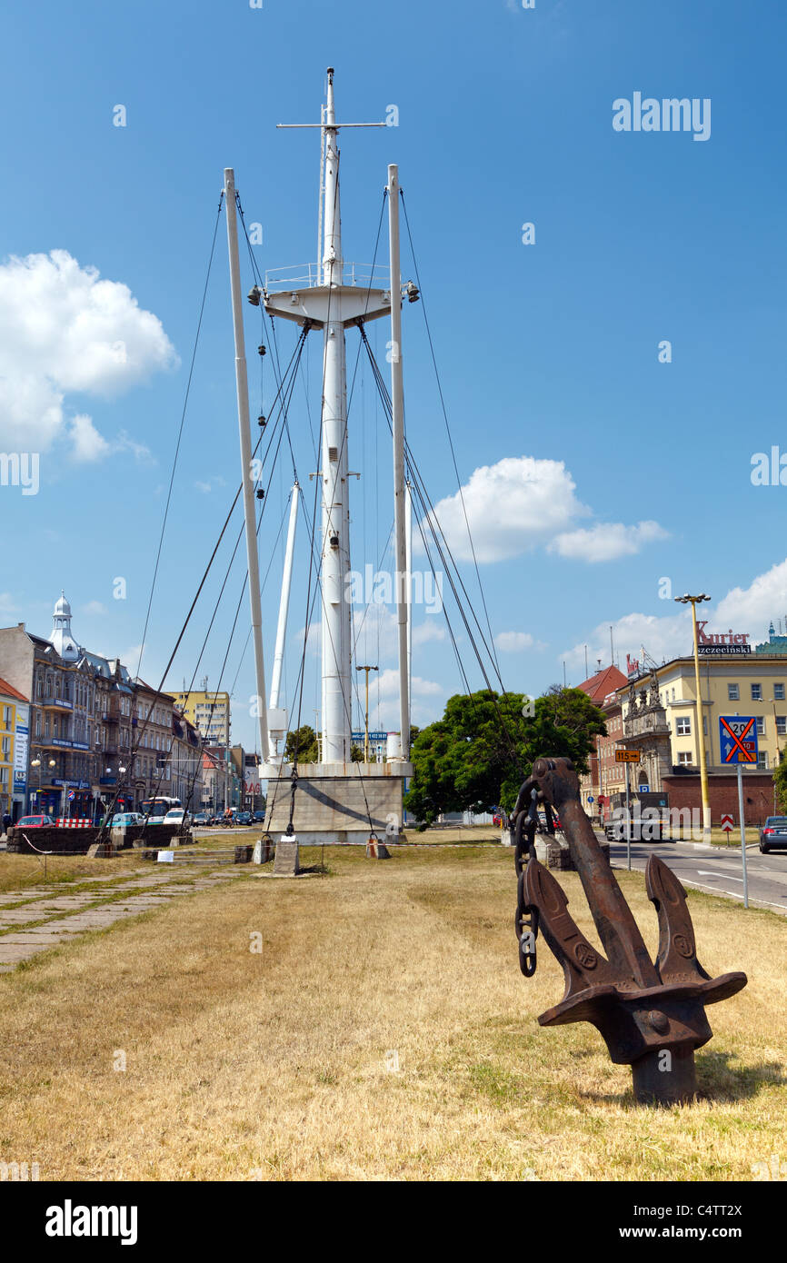 Mast von der Vaporetto "Kapitan Maciejewicz", Stettin, Polen Stockfoto