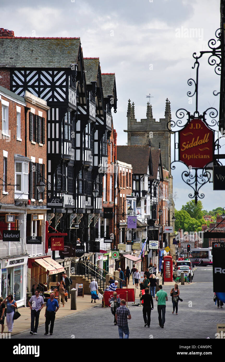 Die Zeilen, Bridge Street, Chester, Cheshire, England, Vereinigtes Königreich Stockfoto