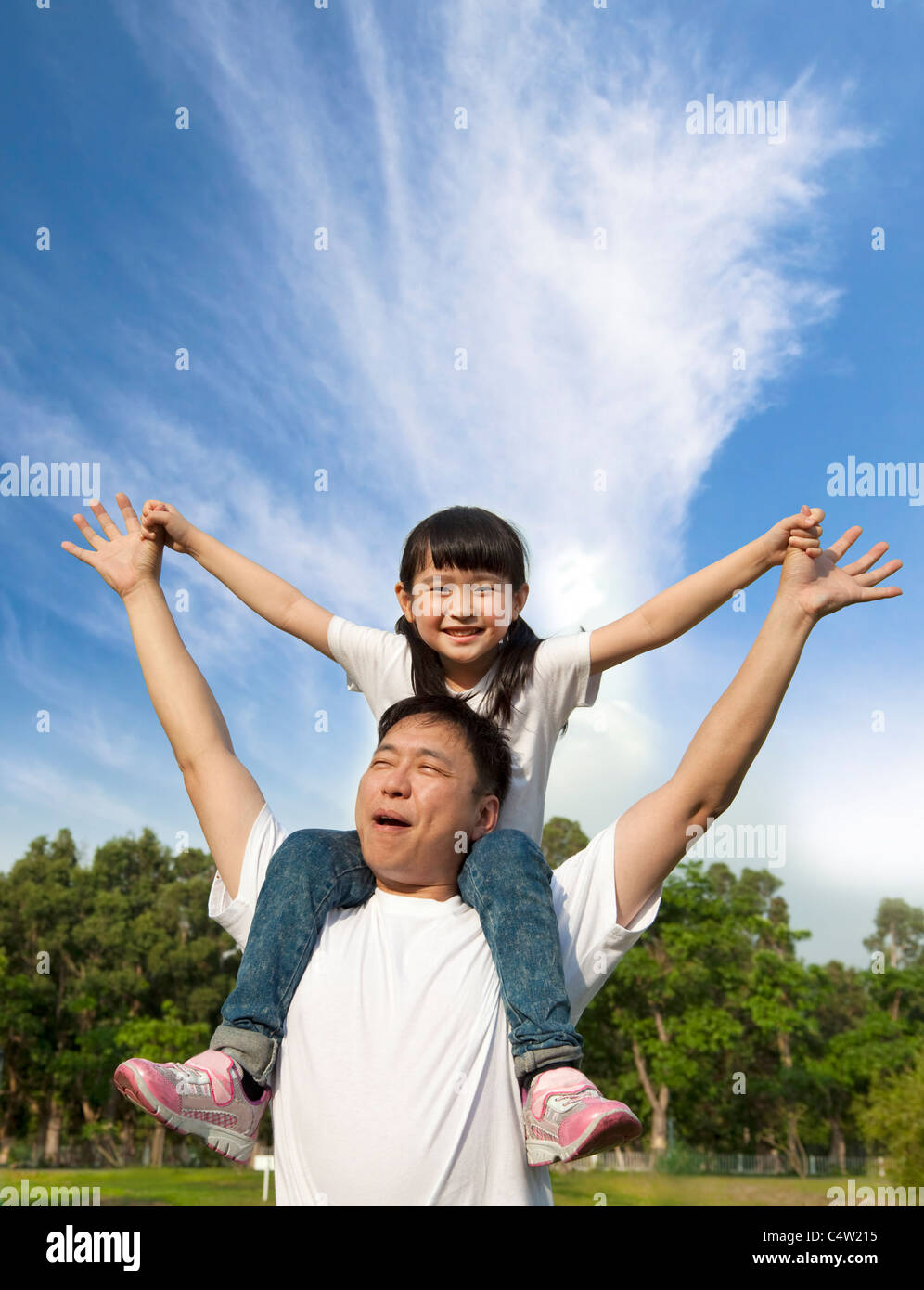 glücklicher Vater day.pretty Mädchen mit ihrem Vater Stockfoto