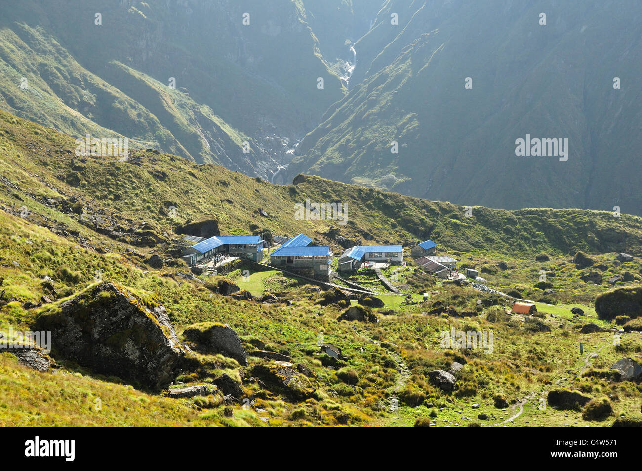 Machapuchare Base Camp, Annapurna, Annapurna Conservation Area, Gandaki, Pashchimanchal, Nepal Stockfoto