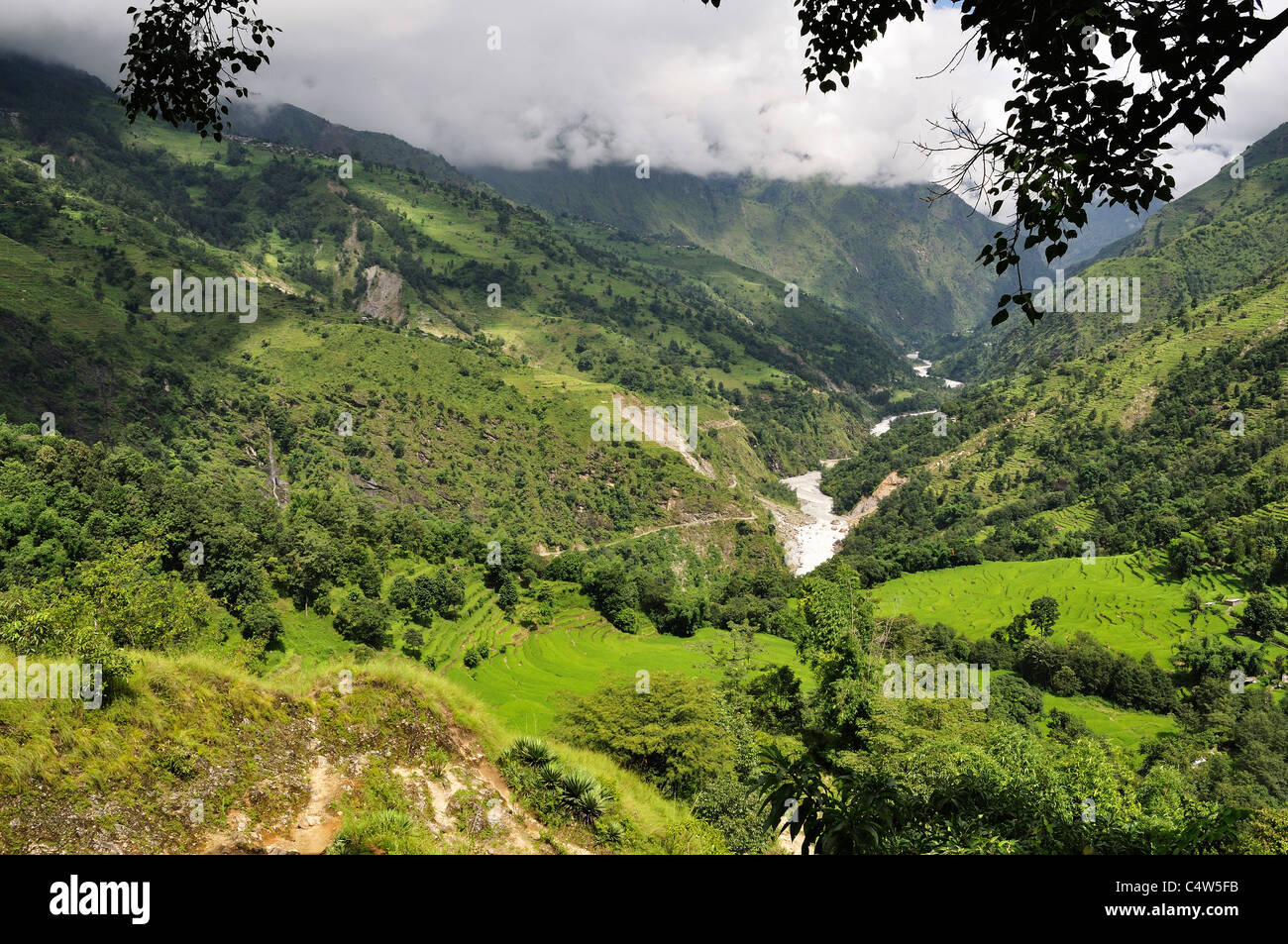 Marsyangdi River Valley, Pashchimanchal, Nepal, Annapurna Conservation Area, Gandaki Stockfoto