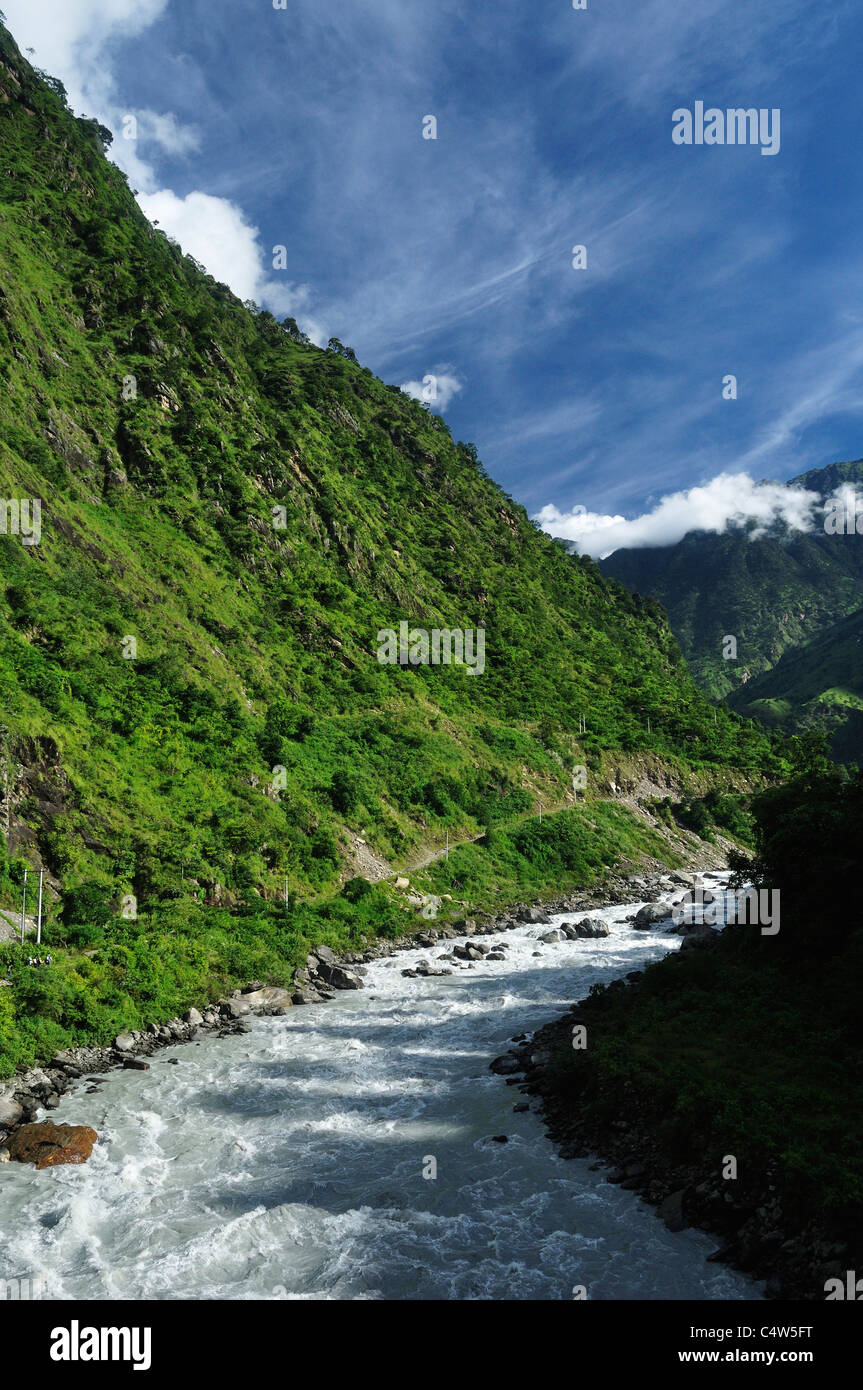 Marsyangdi River Valley, Pashchimanchal, Nepal, Annapurna Conservation Area, Gandaki Stockfoto