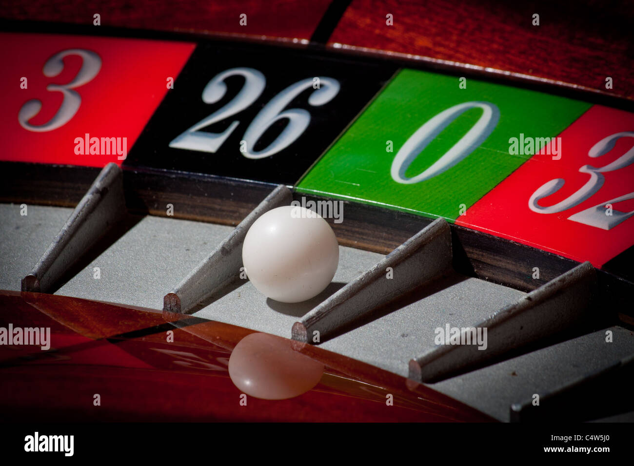 Europäischen Casino Roulette Rad Null Verlierer 0 Stockfoto