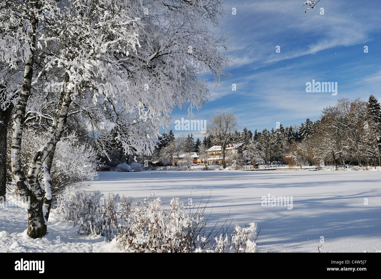 Salinensee, Bad Dürrheim, Schwarzwald-Baar, Baden-Württemberg, Deutschland Stockfoto