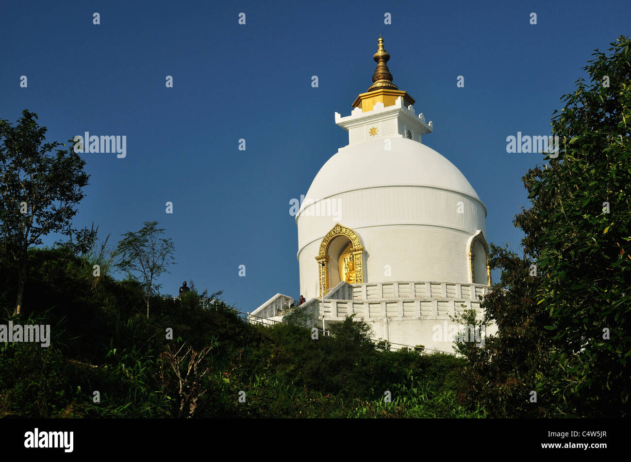 Friedens-Pagode, Pokhara, Pokhara Tal, Gandaki, Pashchimanchal, Nepal Stockfoto