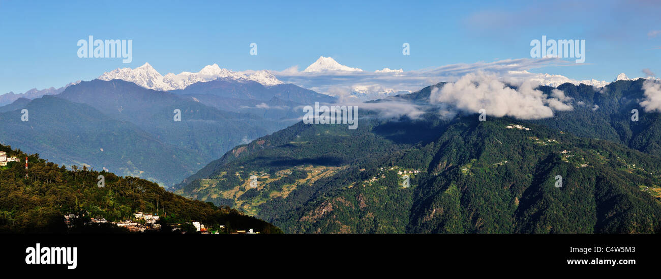 Kangchenjunga Blick von Tashi Sicht, Ost Sikkim, Sikkim, Indien Stockfoto