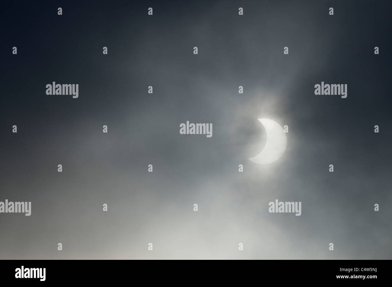 Partielle Sonnenfinsternis, in der Nähe von Albstadt, schwäbischen Alb, Baden-Württemberg, Deutschland Stockfoto