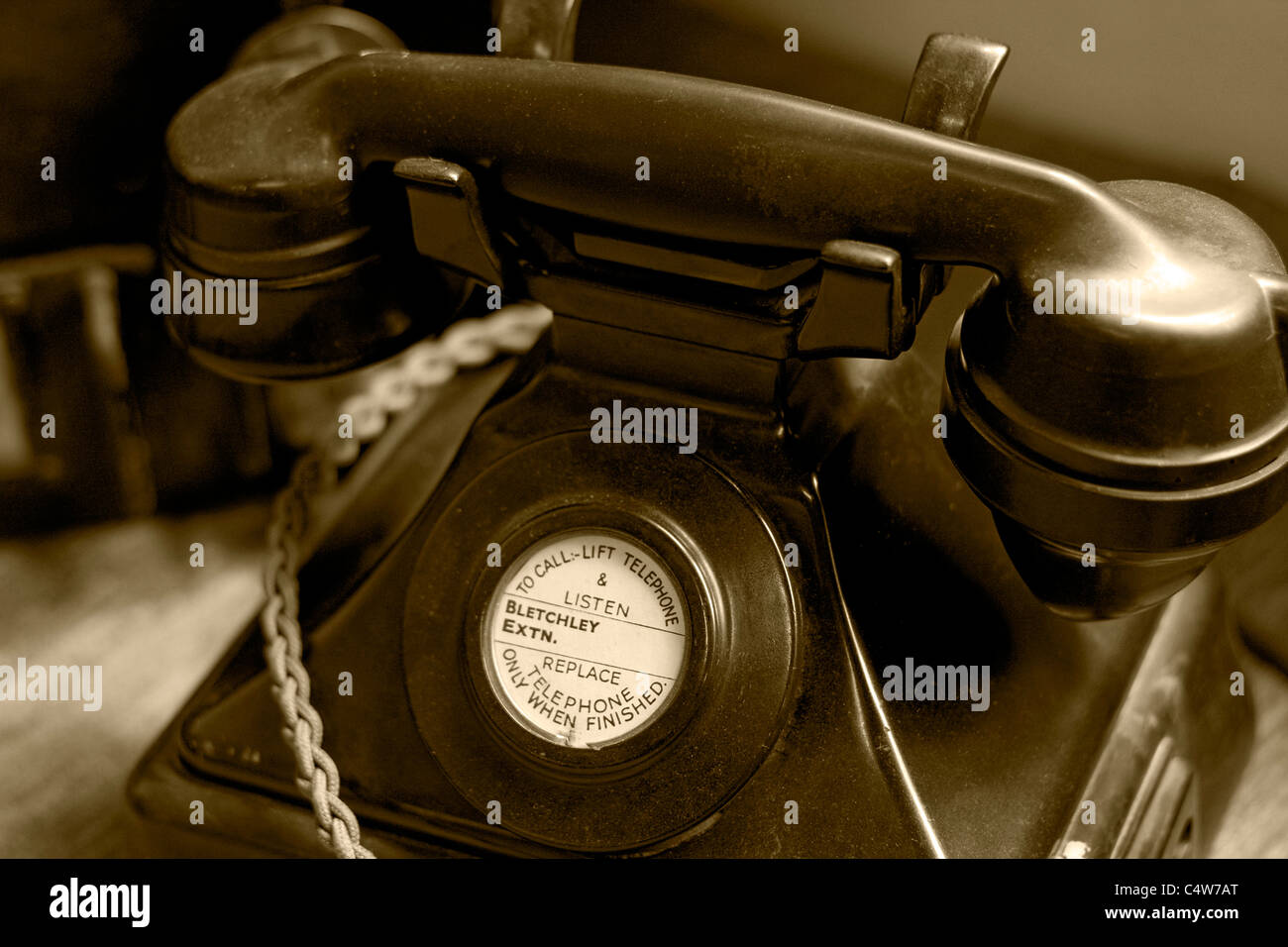 Während des Krieges Telefon in Bletchley Park Mansion. Stockfoto