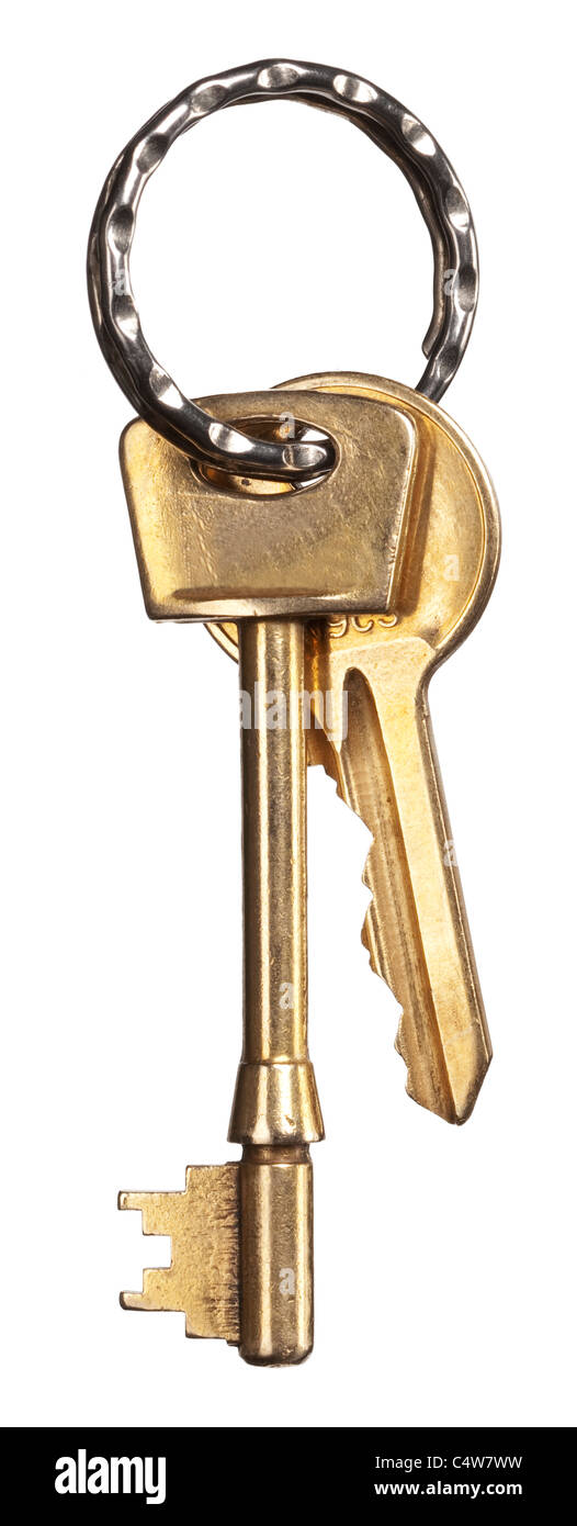Zwei Schlüssel am Schlüsselbund Stockfoto
