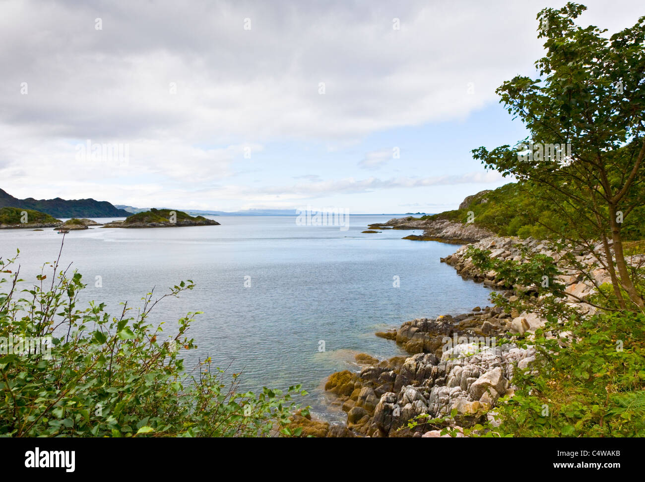 Blick über Loch Nan Uamh in Richtung der Sound von Arisaig in Schottland Stockfoto