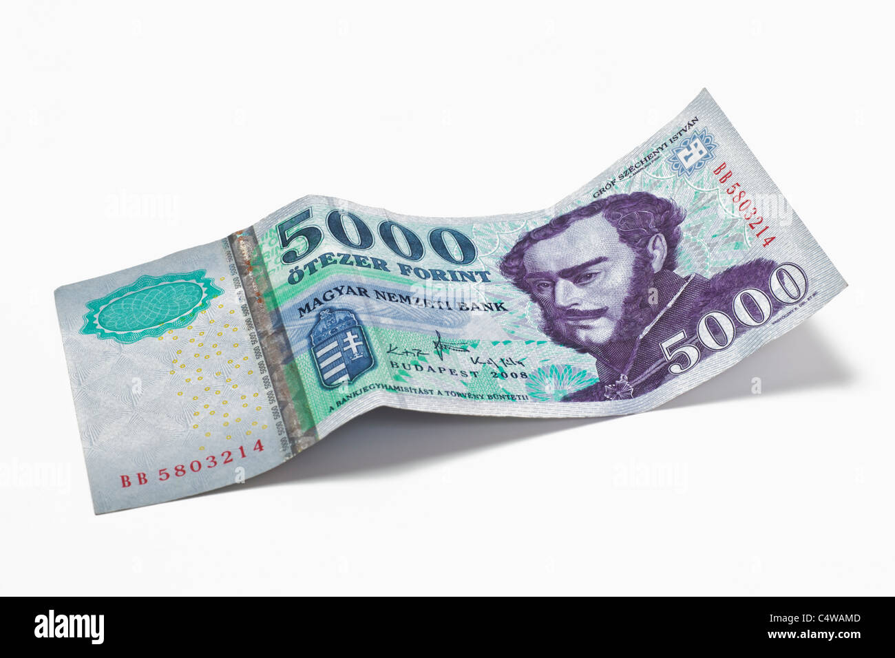 Detailansicht Einer Ungarischen 5000 Forint Banknoten | Detail-Foto von einer ungarischen 5000 Forint-Banknote Stockfoto