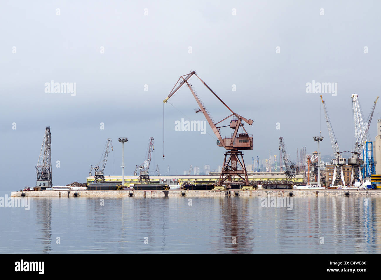 Krane auf der Anklagebank und großen, alten in Mitte Stockfoto