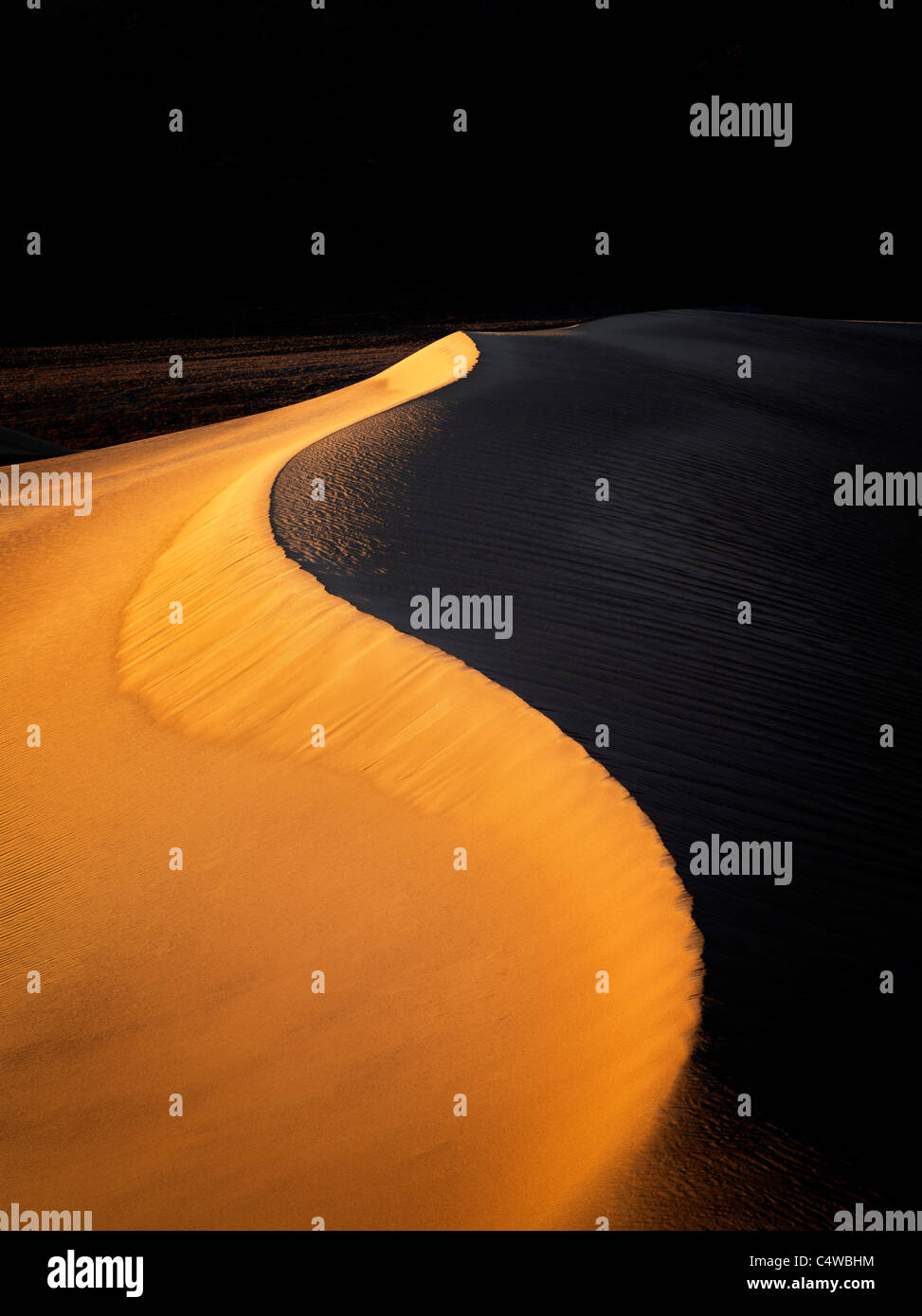 Erste Licht auf Sanddünen. Death Valley Nationalpark, Kalifornien Stockfoto