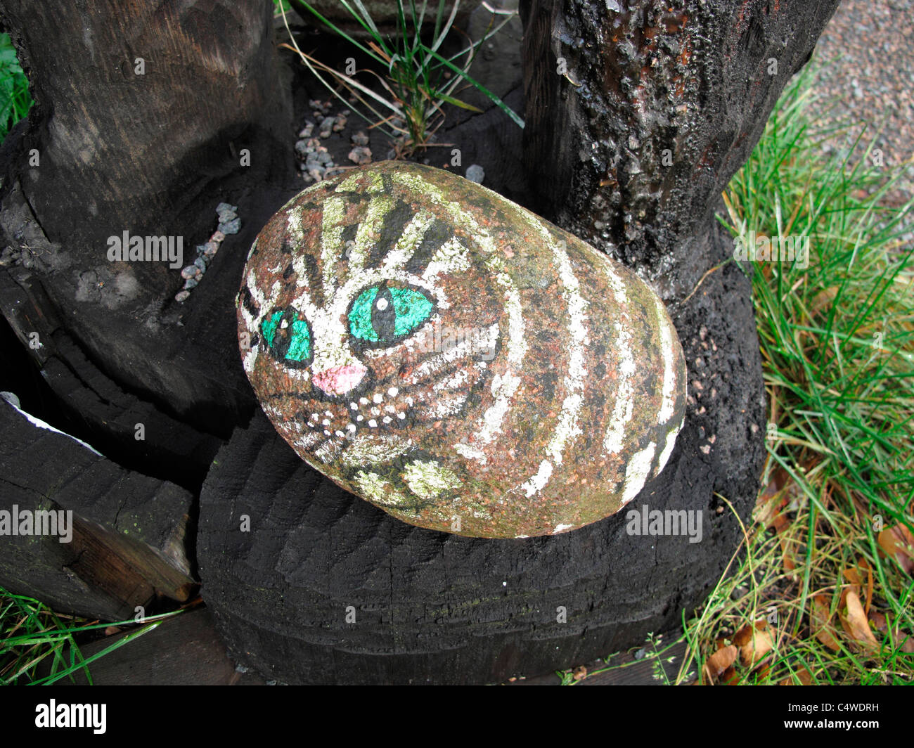 UNESCO-Finnland Rauma alte Stadt Katze Geschäftsdekoration Stockfoto