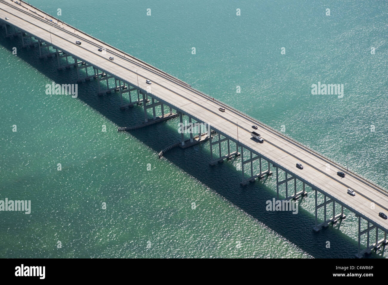 USA, Florida, Miami, Luftaufnahme des Port of Miami Bridge Stockfoto