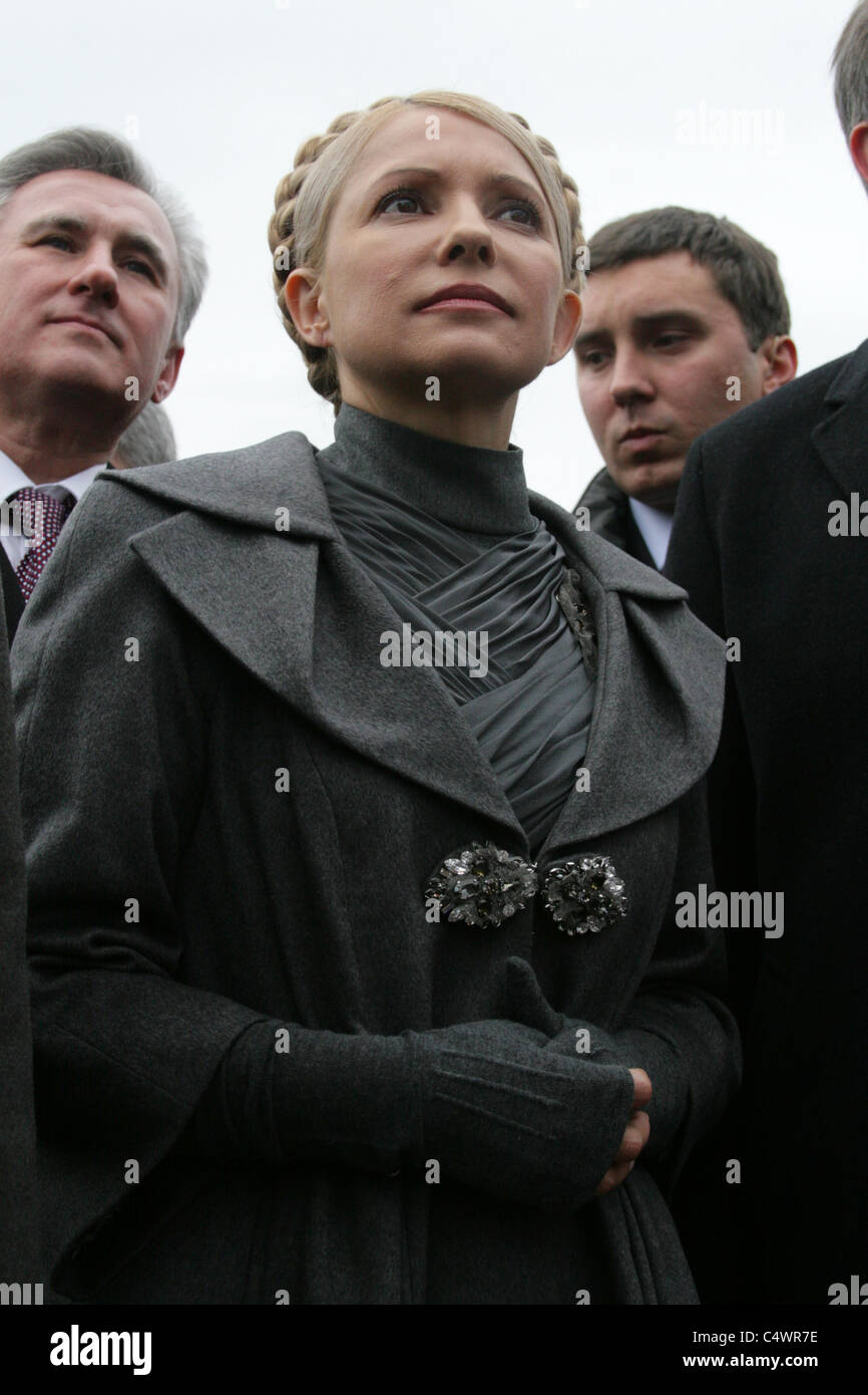 1. Dezember 2009. Premierminister Yulia Tymoshenko hat einen offiziellen Besuch abgestattet Lviv Region. Stockfoto