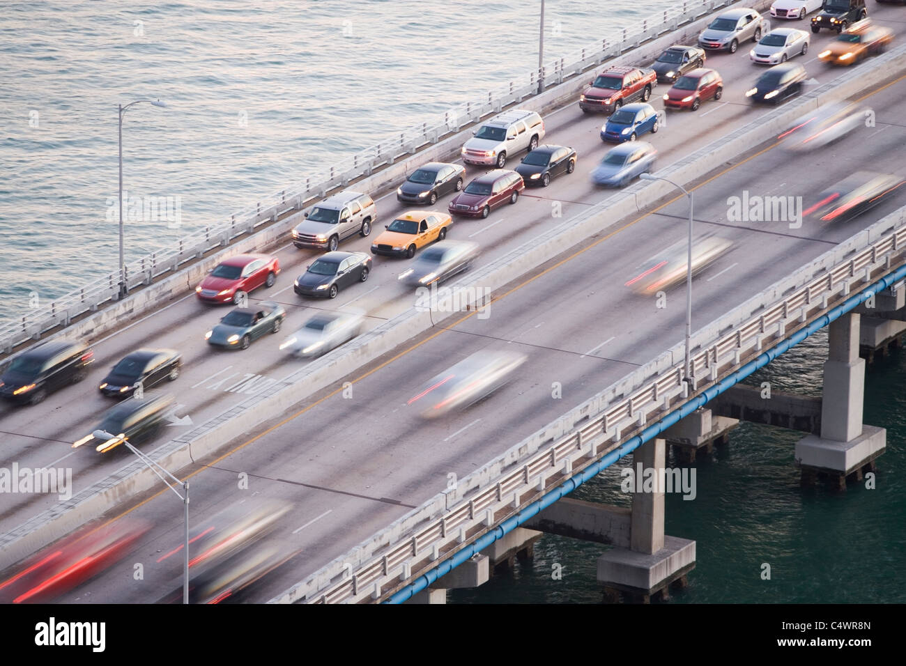 USA, Florida, Miami, Traffic jam auf Brücke Stockfoto