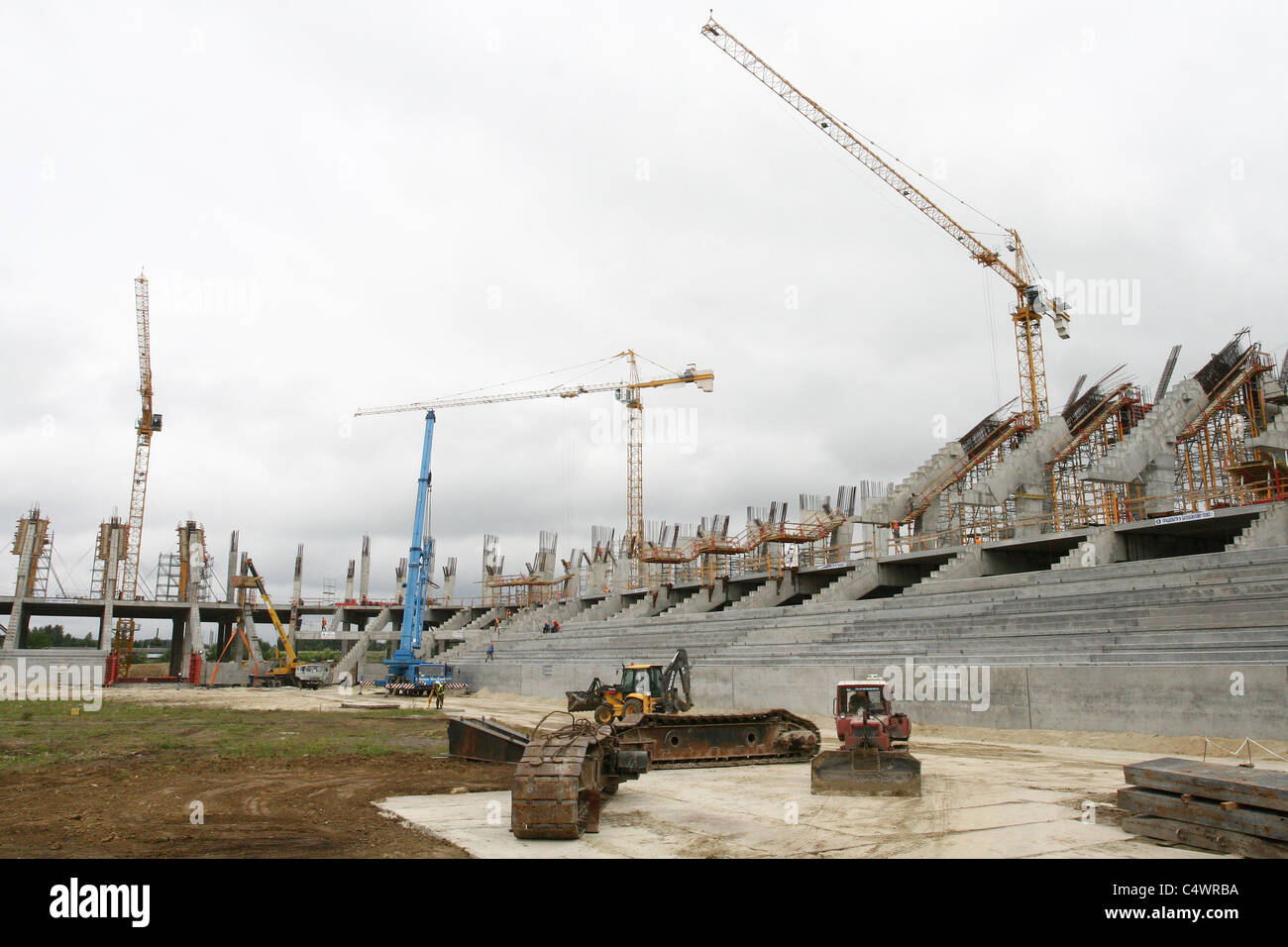 26. Juli 2010. Bau von Euro-2012-Stadion in Lemberg, Ukriane Stockfoto