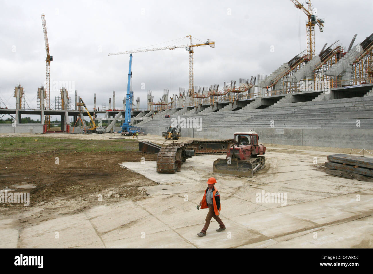 26. Juli 2010. Bau von Euro-2012-Stadion in Lemberg, Ukriane Stockfoto