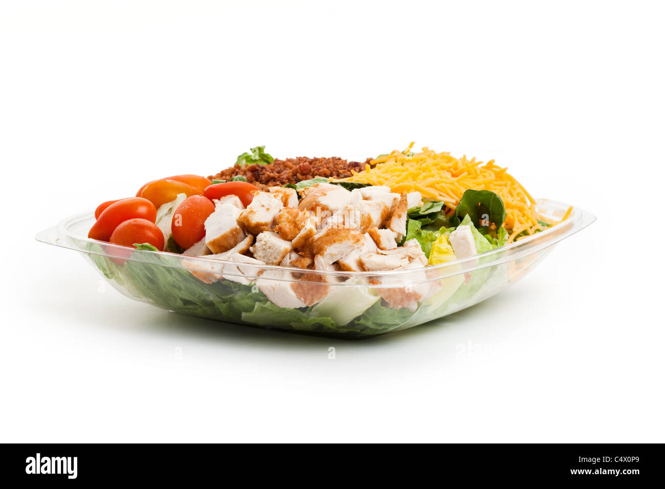 Salat, Fleisch, Käse und Gemüse für den Hintergrund Stockfoto