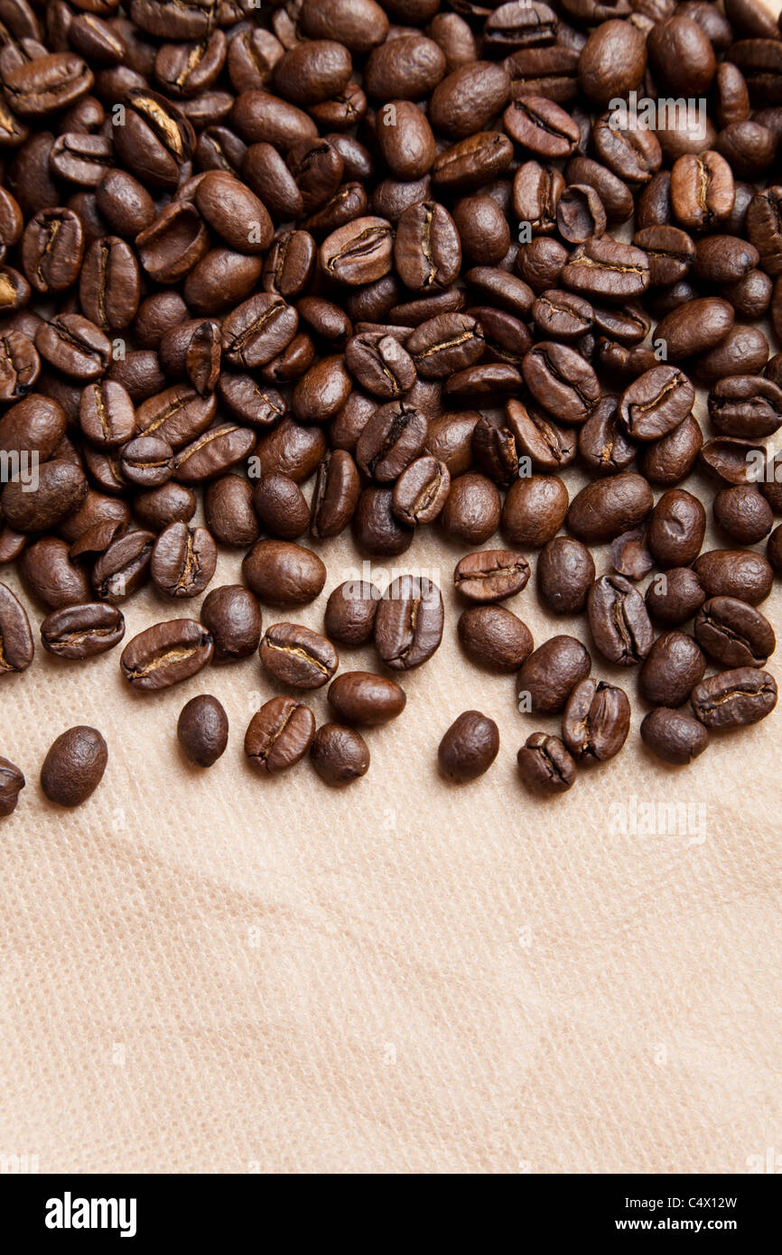 Kaffeebohnen für Hintergrund Stockfoto