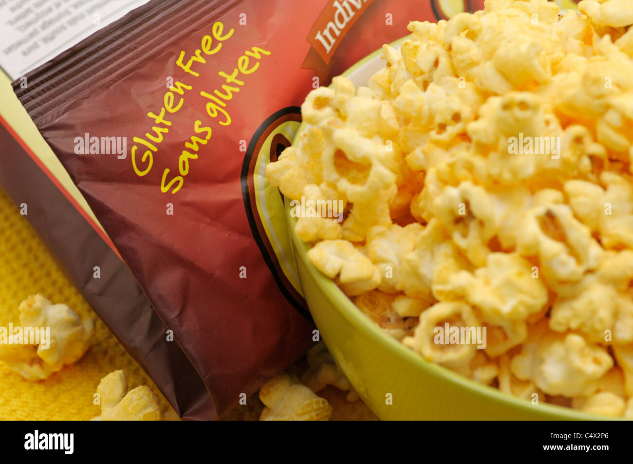Glutenfreie Lebensmittel, Popcorn Stockfoto
