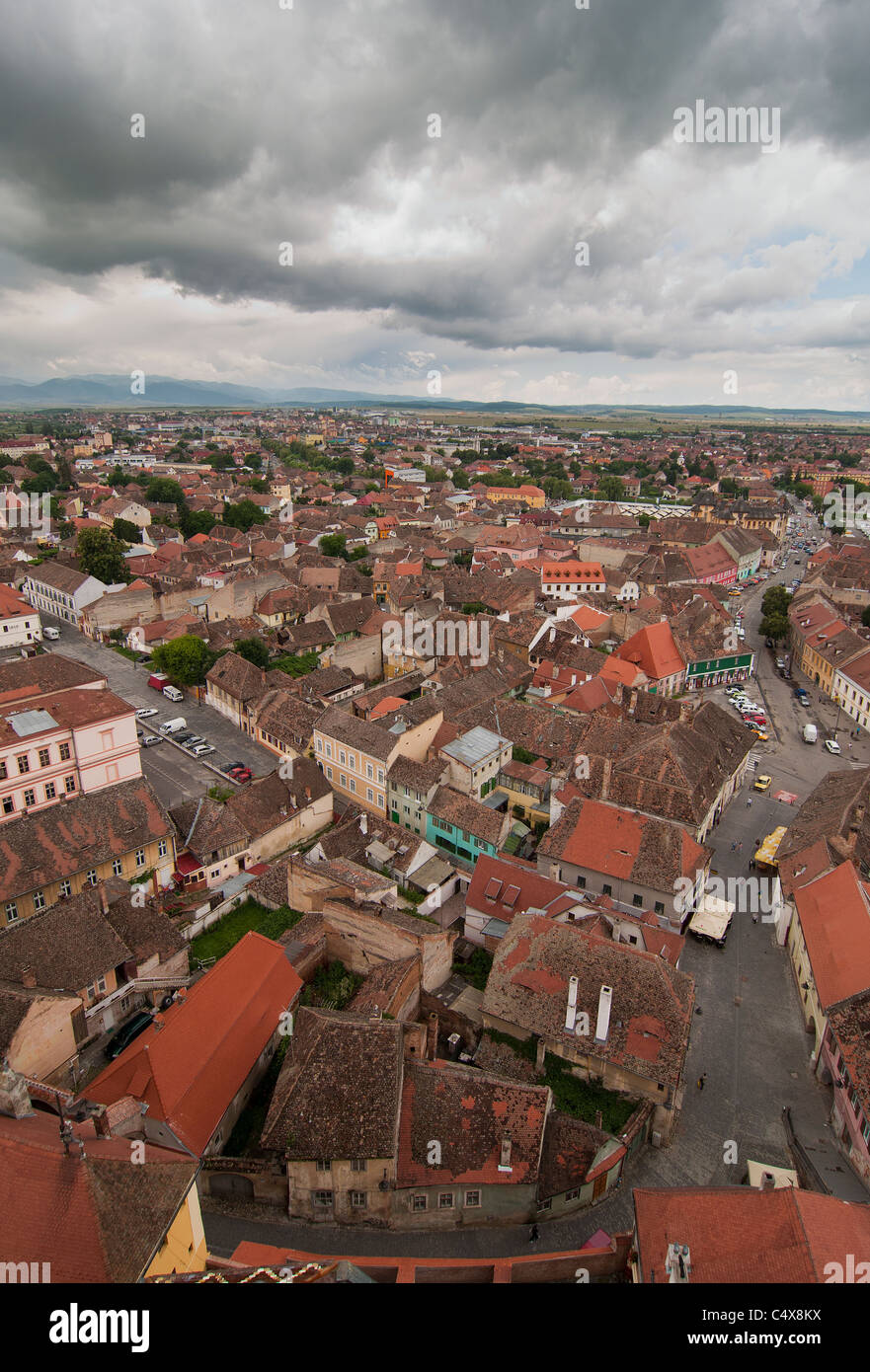 alte Stadt Hermannstadt Siebenbürgen Rumänien Luftbild aus der lutherischen Dom-Turm (Kleinseite - Orasul de jos) Bereich Stockfoto