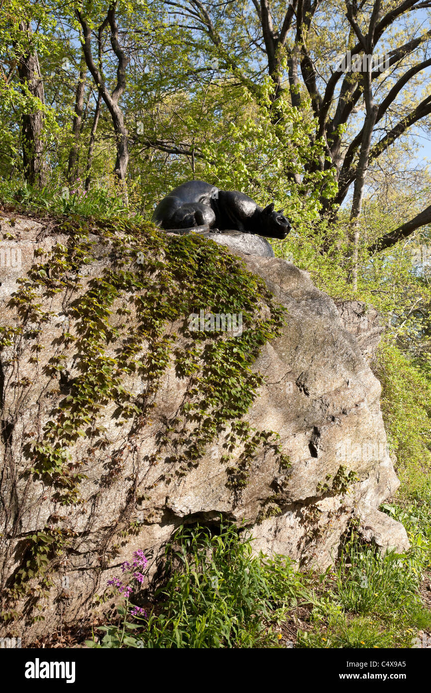 "Noch Hunt" Cougar Skulptur, Ost fahren, "Cat Hill', Central Park, New York Stockfoto