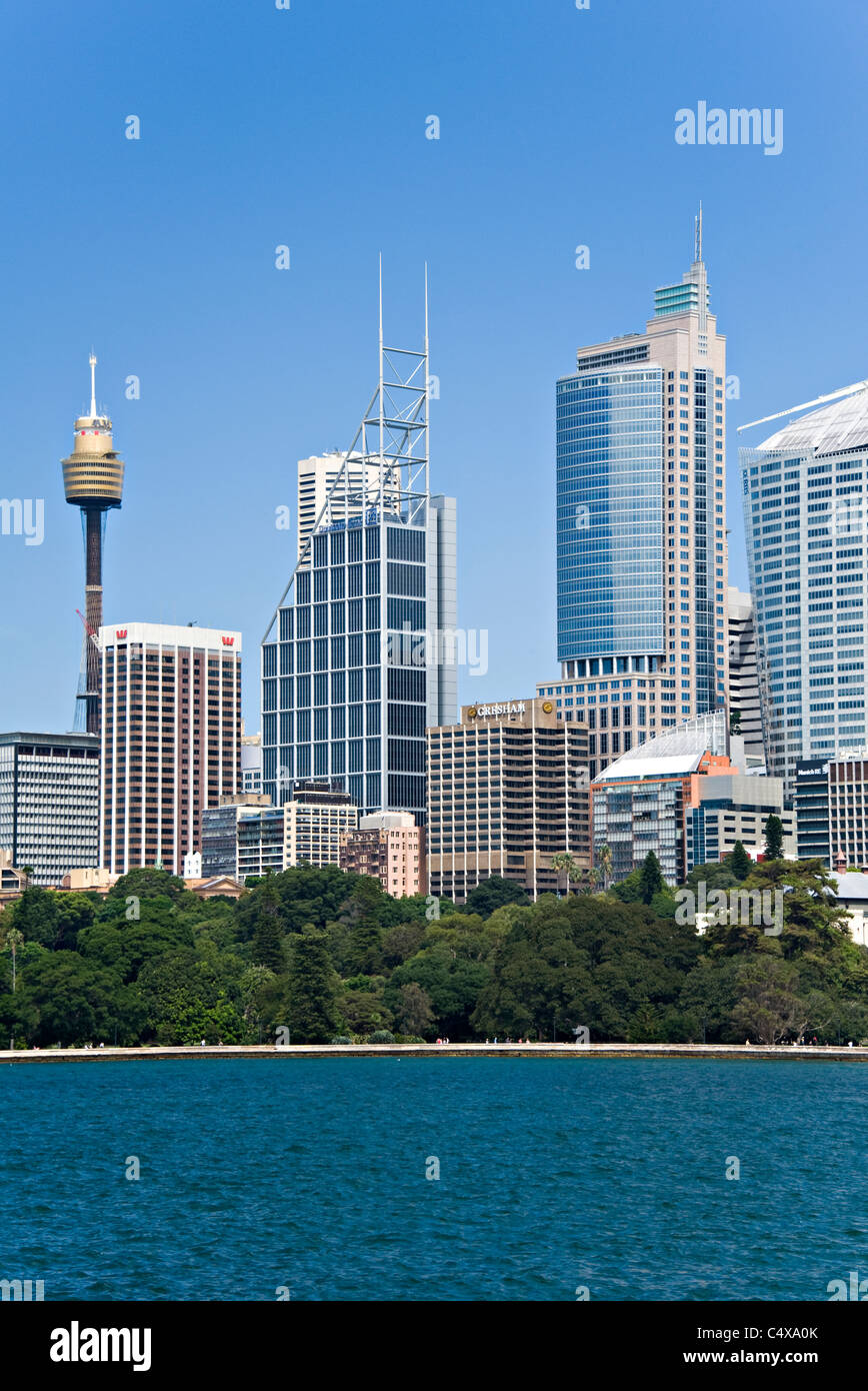 Die wunderschöne Skyline von Sydney und Finanzzentrum von Frau Macquaries Point Farm Cove New South Wales Australien Stockfoto