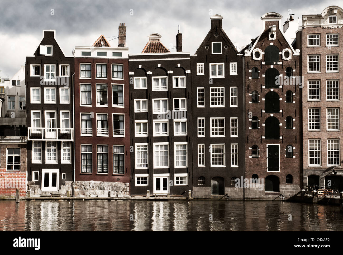 Amsterdamer Grachtenhäuser Stockfoto