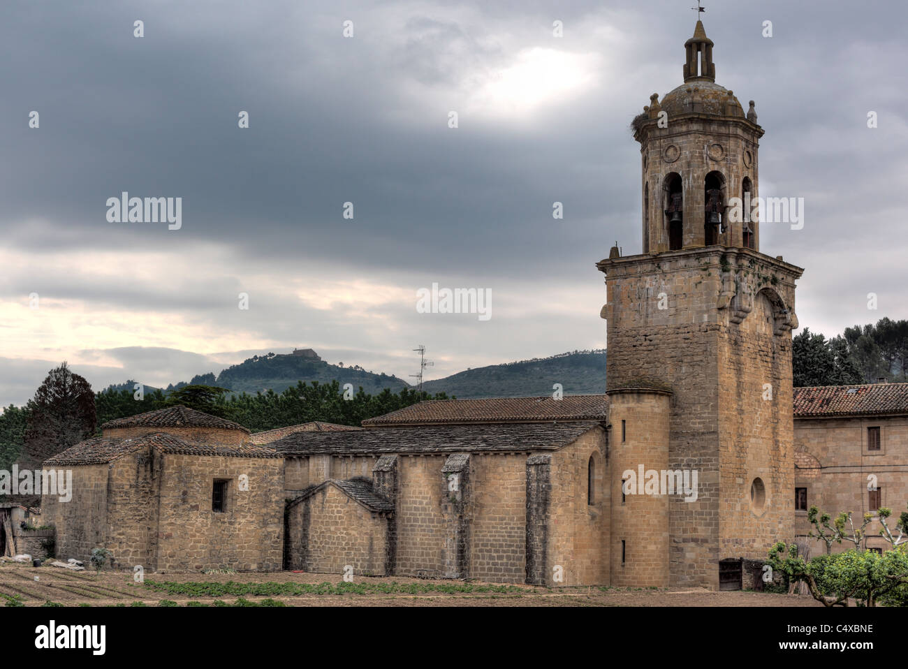 Kirche von Santiago, Puente La Reina, Navarra, Spanien Stockfoto