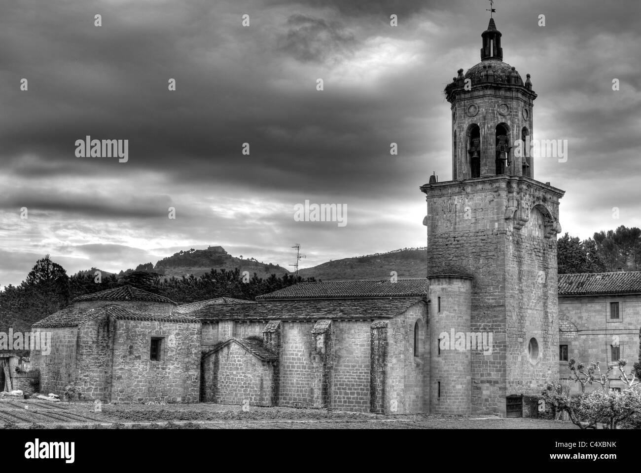 Kirche von Santiago, Puente La Reina, Navarra, Spanien Stockfoto