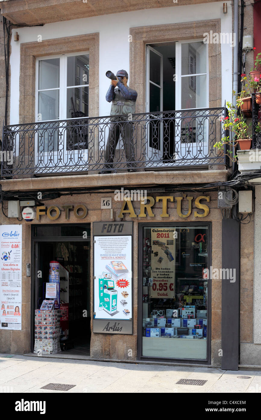 Zeichen der Fotografie Shop, A Coruna, Galicien, Spanien Stockfoto