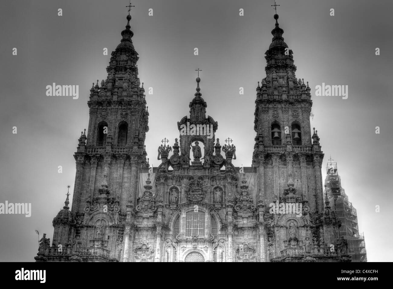 Westfassade der Kathedrale Santiago De Compostela, Galicien, Spanien Stockfoto