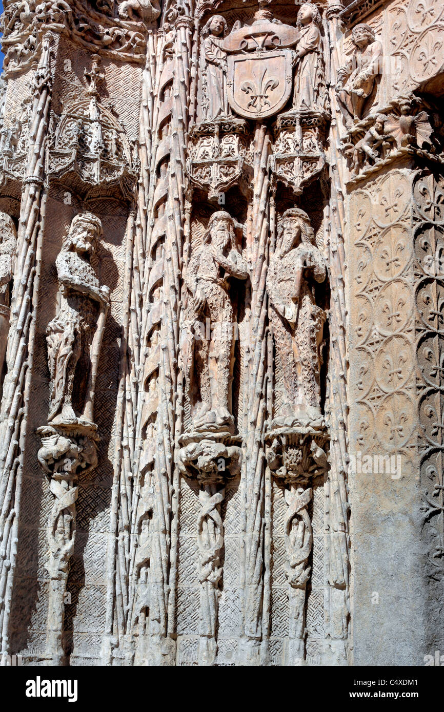 Skulptur auf dem Portal des Colegio de San Gregorio, Nationalmuseum für Bildhauerei, Valladolid, Kastilien und Leon, Spanien Stockfoto