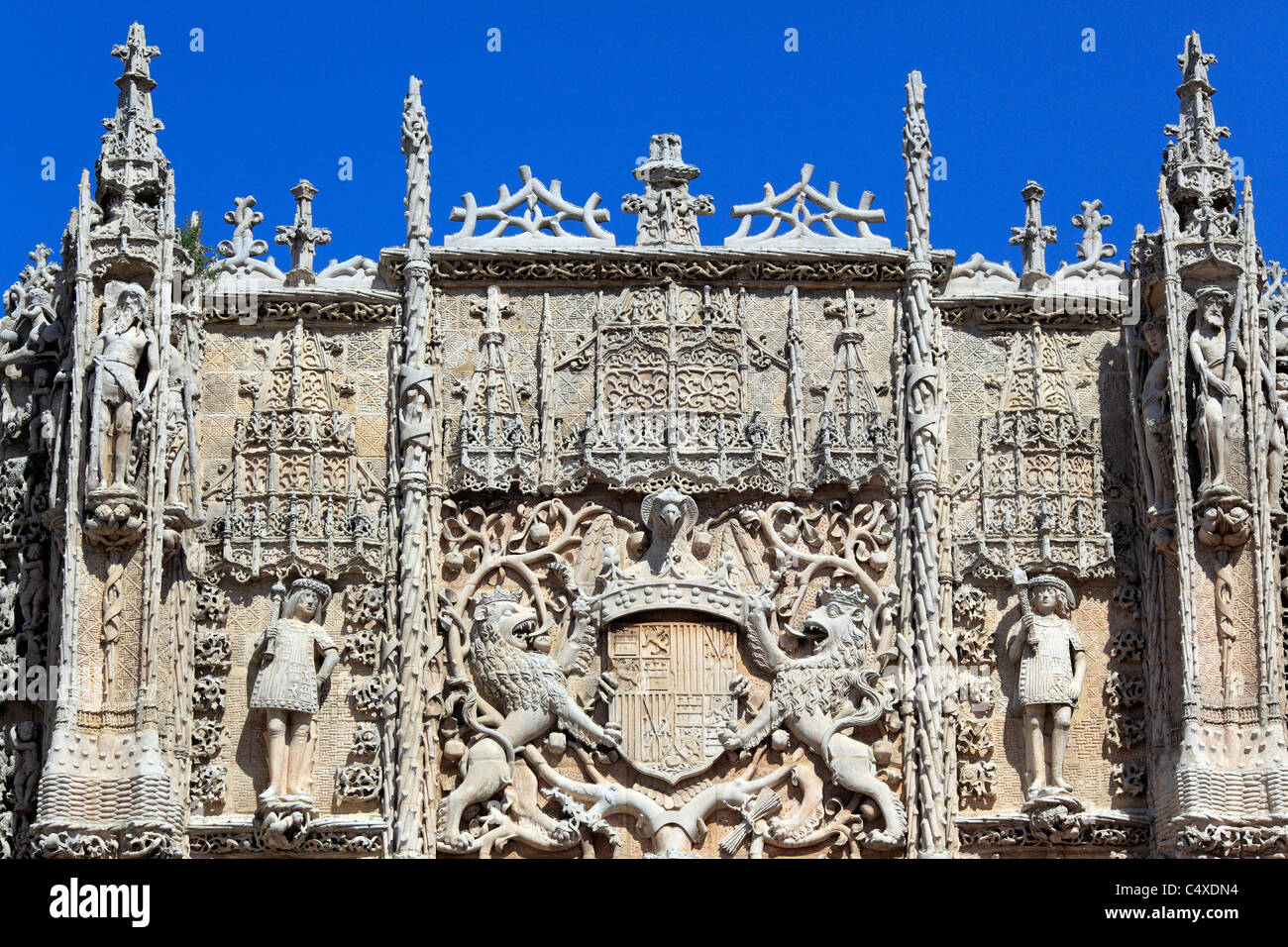Skulptur auf dem Portal des Colegio de San Gregorio, Nationalmuseum für Bildhauerei, Valladolid, Kastilien und Leon, Spanien Stockfoto
