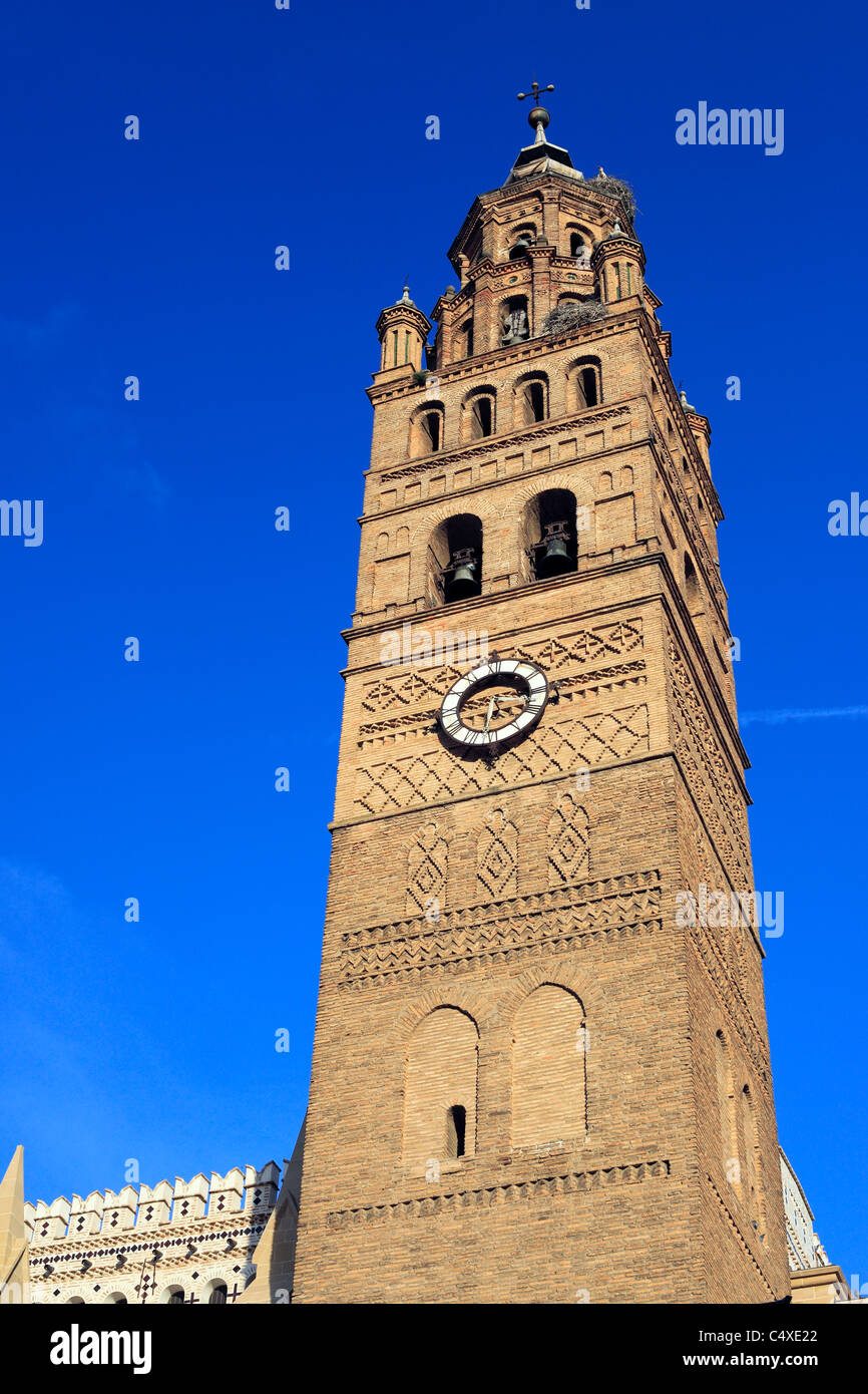 Turm der Kathedrale, Tarazona, Aragonien, Spanien Stockfoto