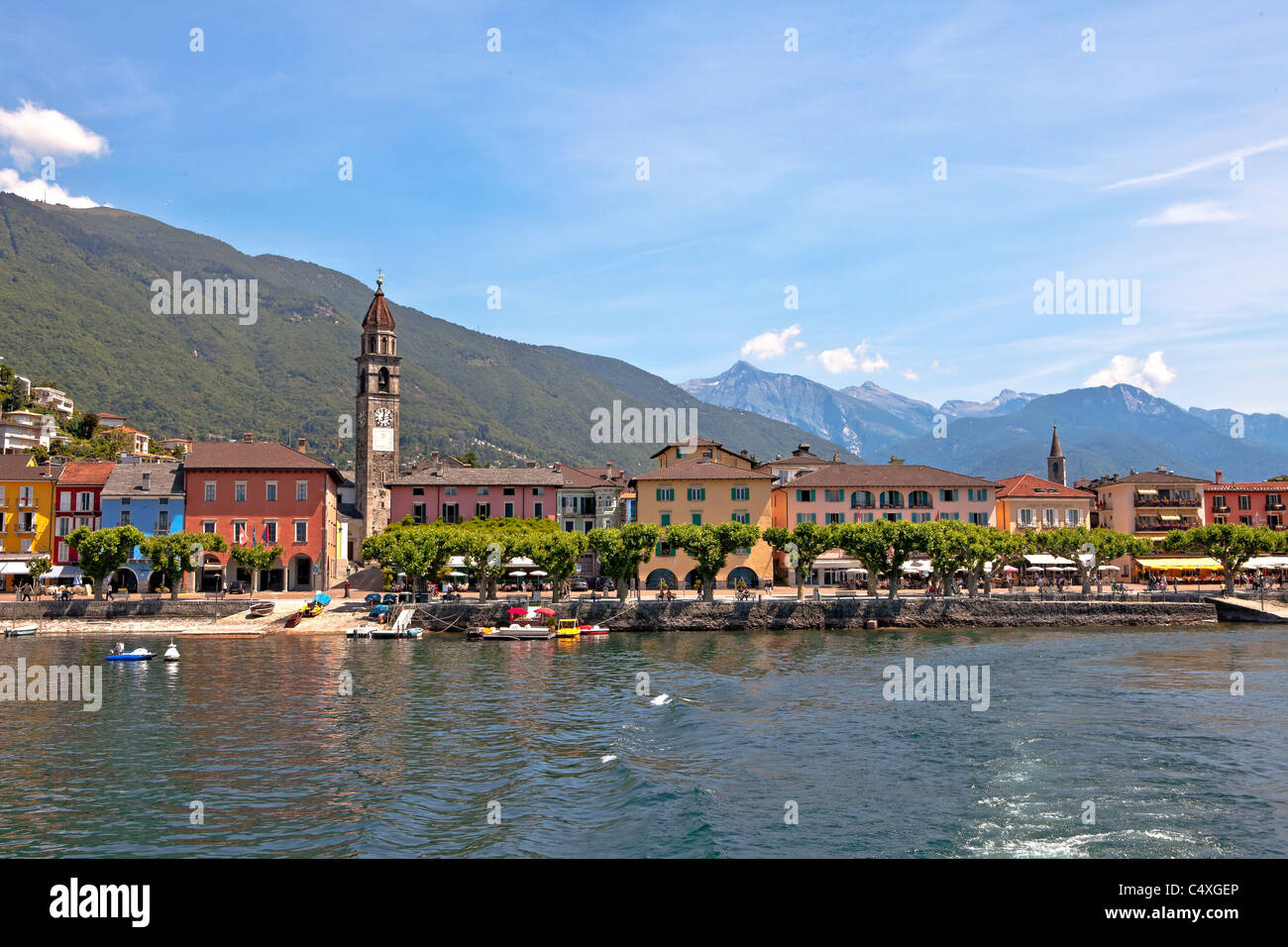Blick auf die Promenade von Ascona - Ticino Stockfoto