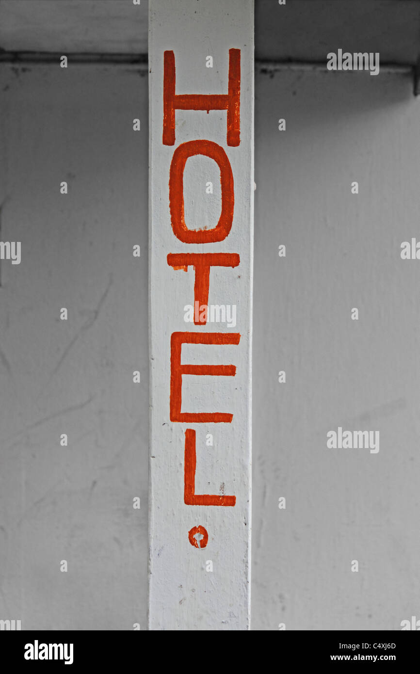 Hotelschild, Anzeichenausschuss Stockfoto