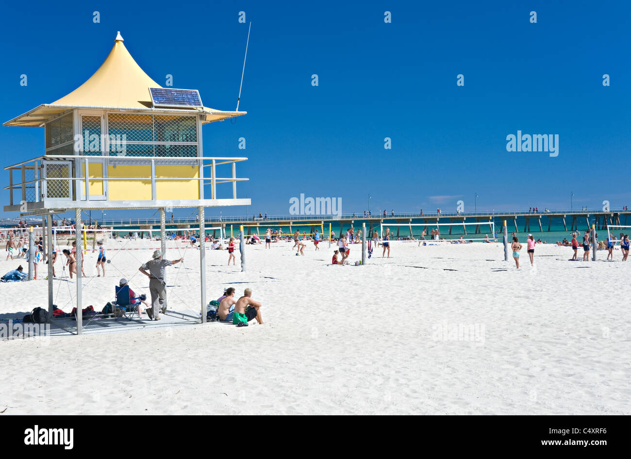 Den schönen Strand von Adelaide-Vorort von Glenelg in Gulf Saint Vincent South Australia SA Stockfoto