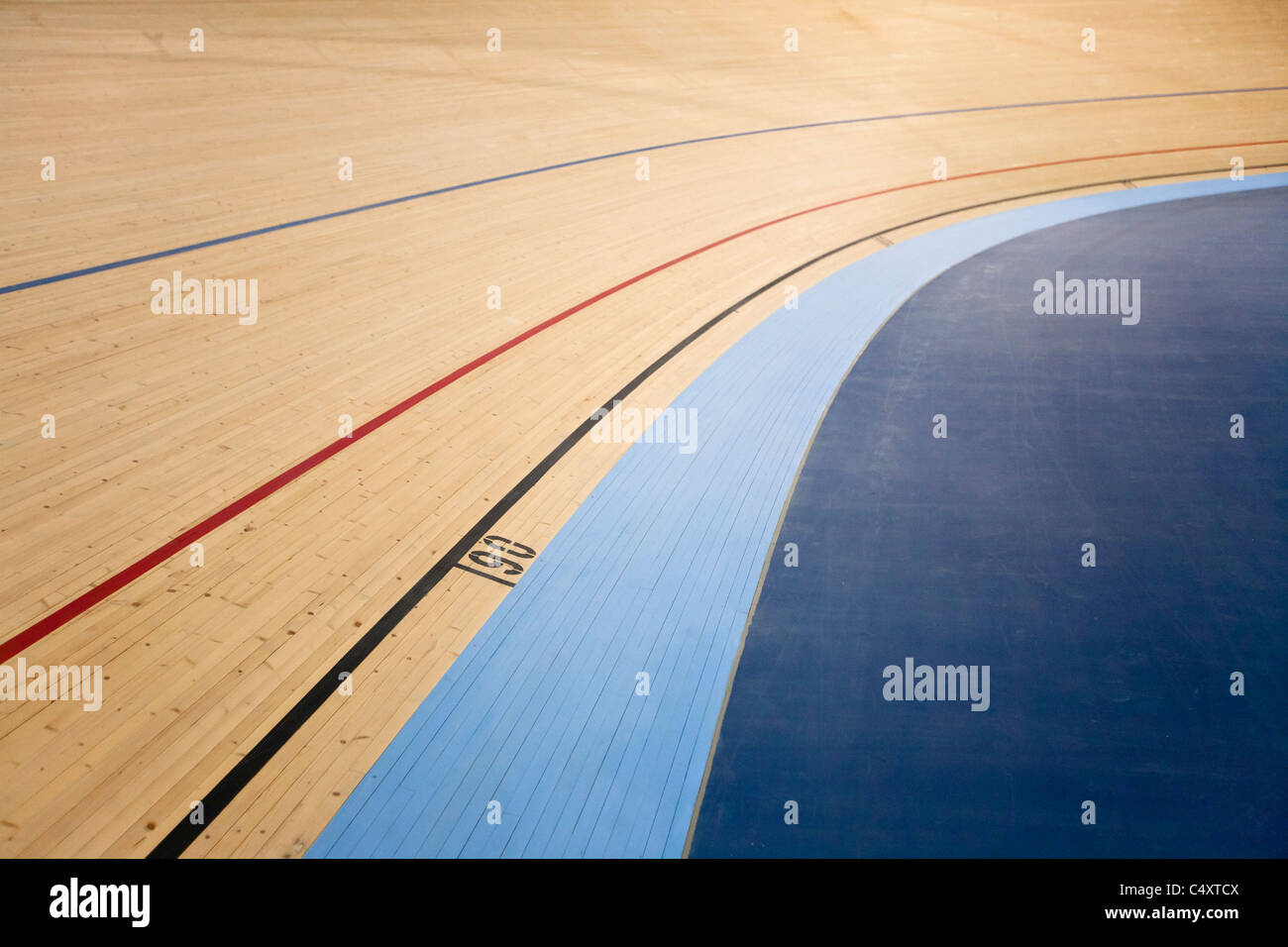 Nahaufnahme von der Radweg im London Olympic Velodrome, 2012 Stockfoto