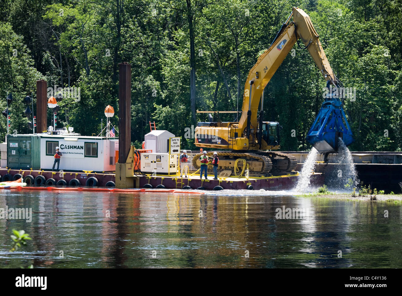 Hudson River in New York Fort Edward Baggerarbeiten Zustand zu bereinigen, PCB-Kontamination durch General Electric dumping 1947-77 Stockfoto