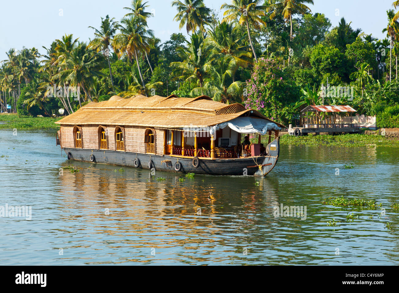 Hausboot auf Kerala Backwaters. Kerala, Indien Stockfoto