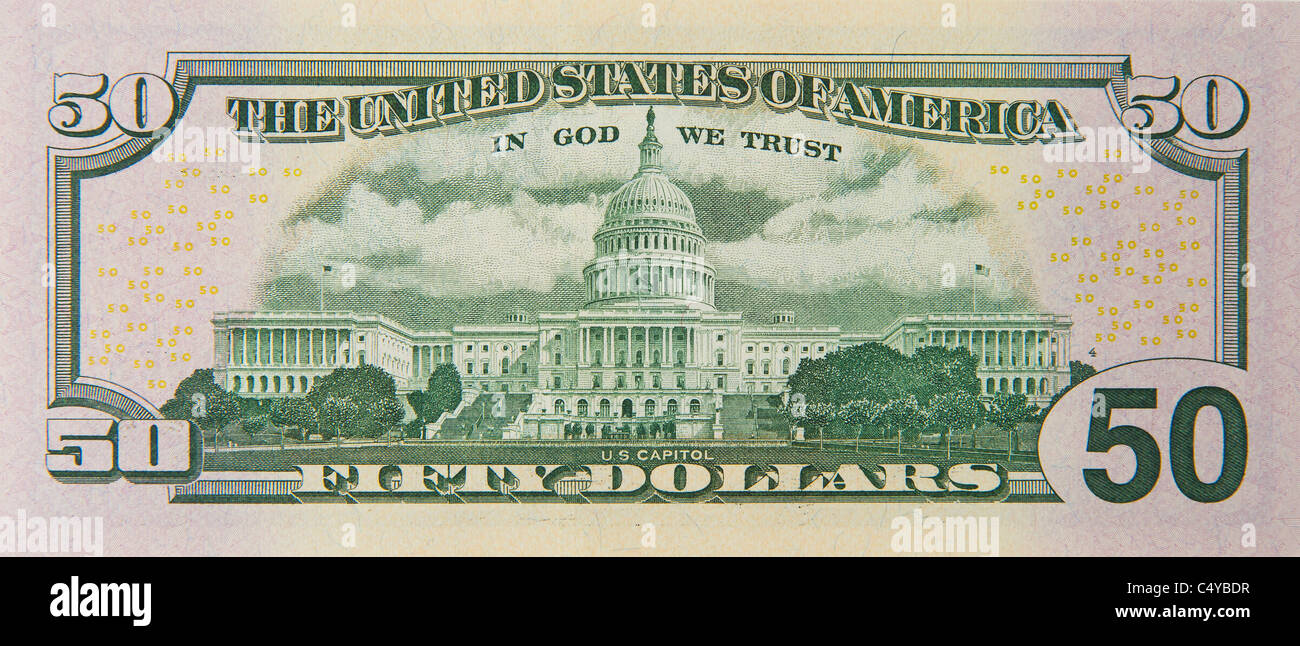 50 fünfzig Dollar Bill Hinweis Rechnungen Dollarnoten Stockfoto