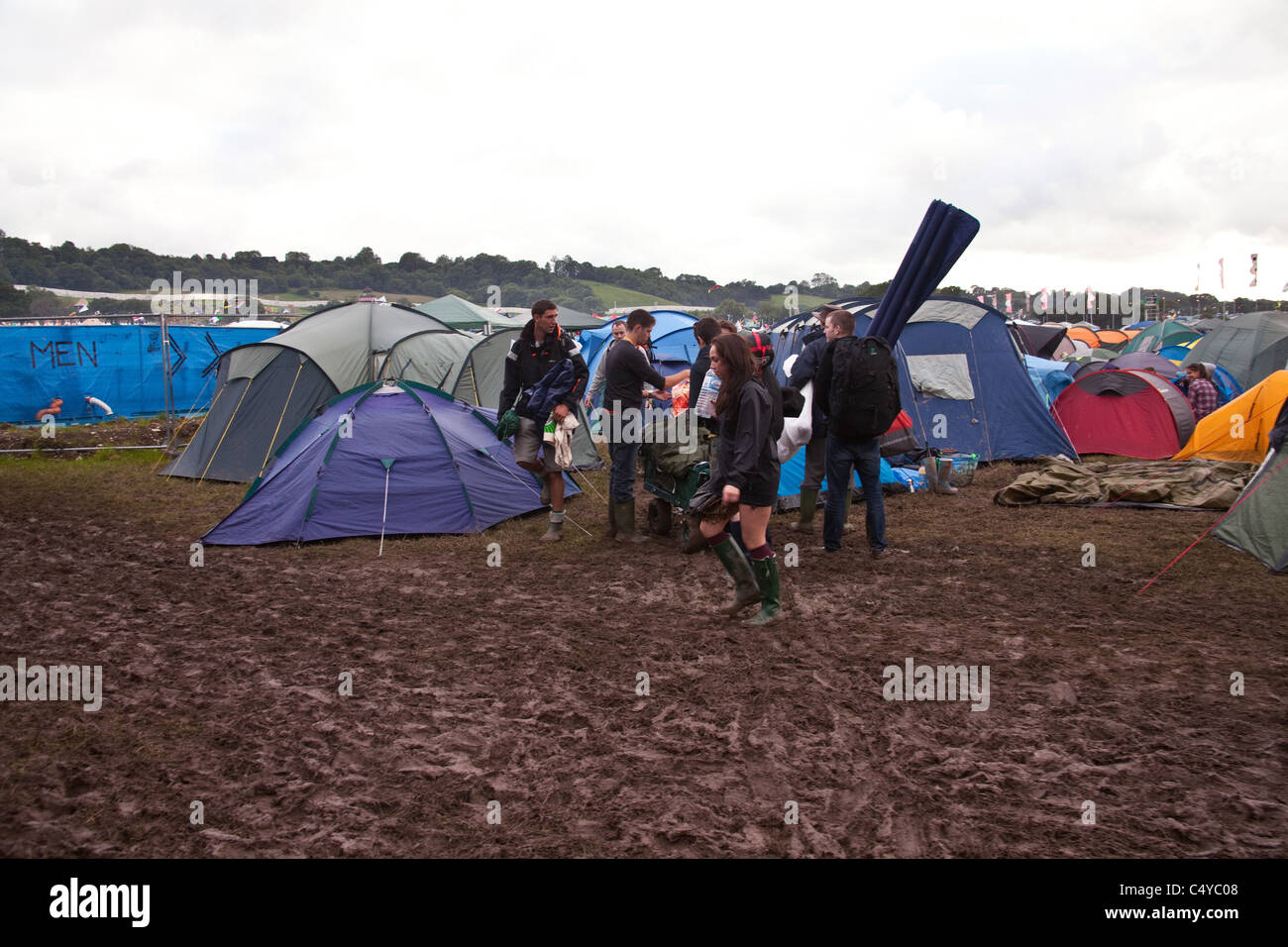 Pennard Hügel Campingplatz beim Glastonbury Festival 2011 Stockfoto