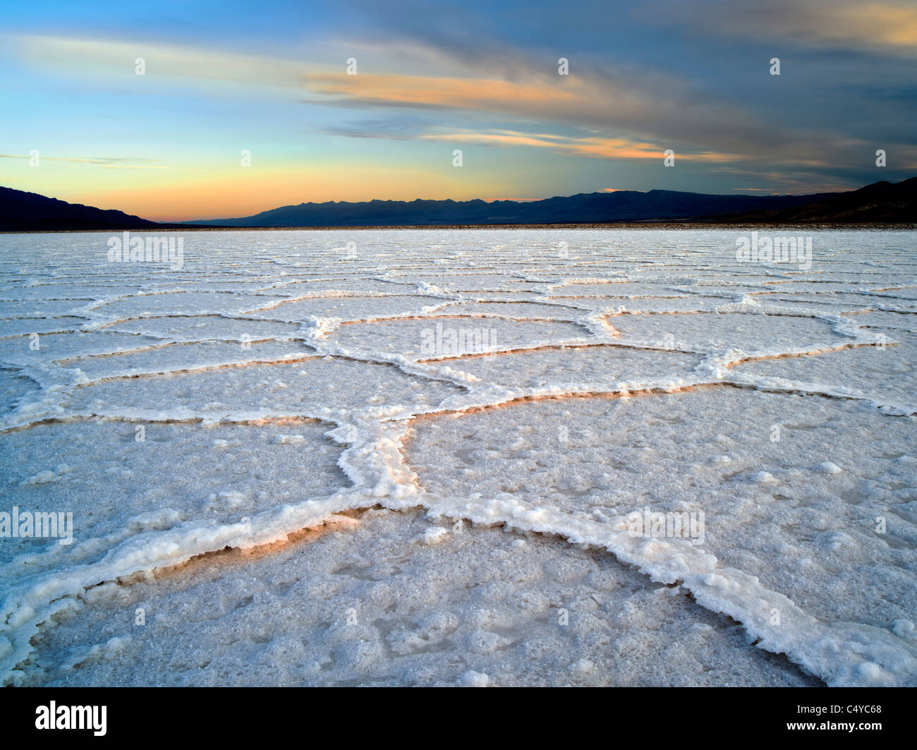 Salz Polygone. In der Nähe von Badwater. Death Valley Nationalpark, Kalifornien. Stockfoto