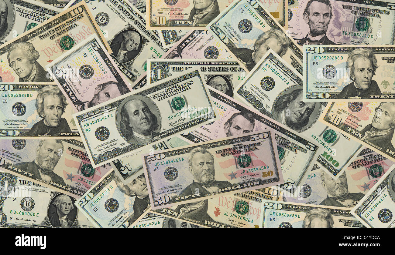 Stapeln Sie Dollar Bill Hinweis Rechnung Hinweis Dollar Stockfoto