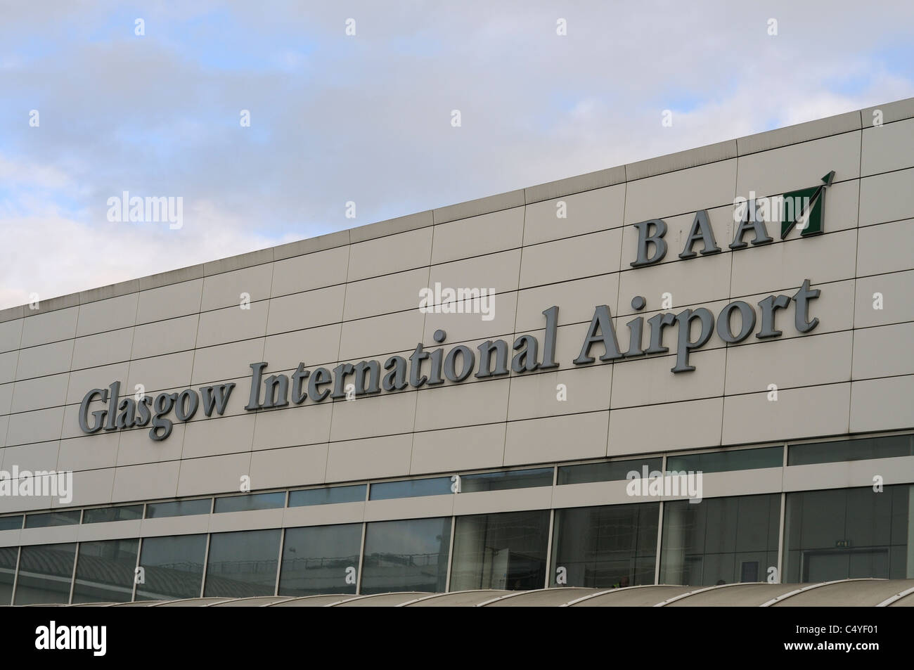 Das äußere Zeichen für Flughafen Glasgow Schottland, Vereinigtes Königreich Stockfoto