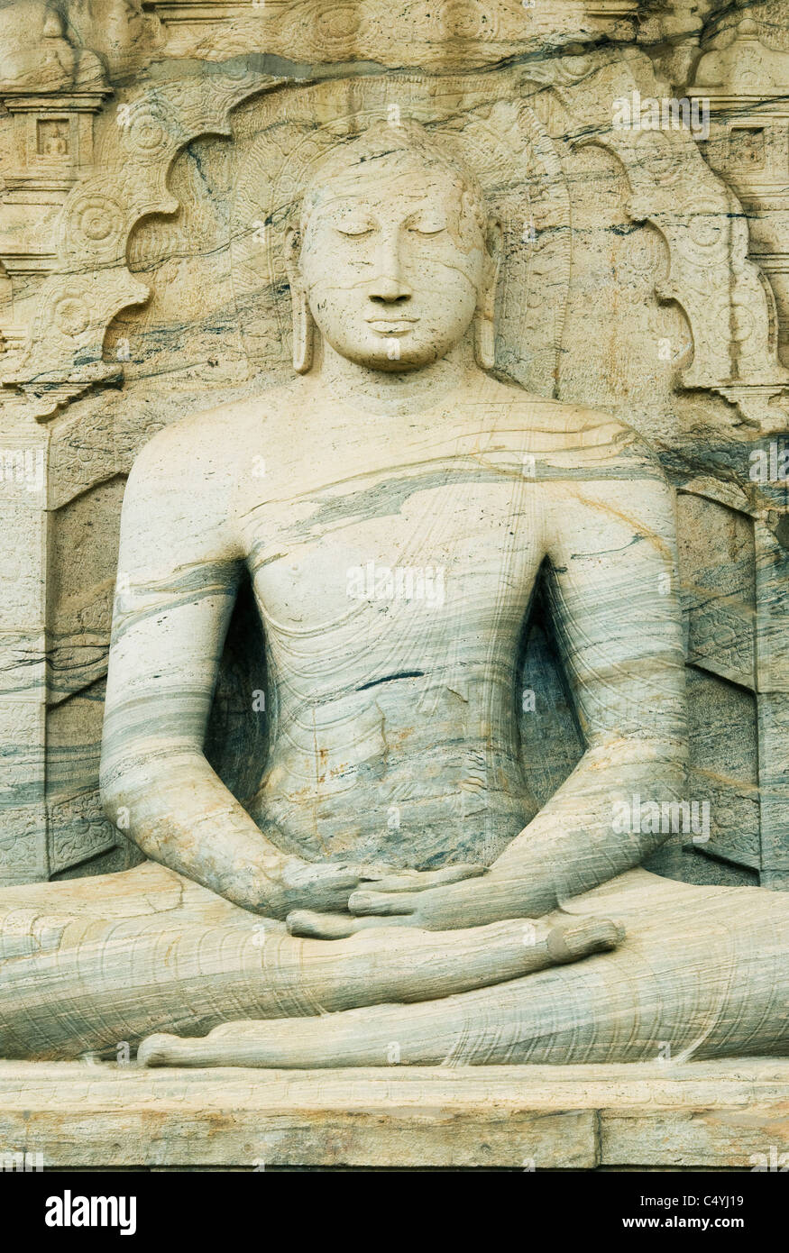 Stein Buddha, Gal Vihara, Polonnaruwa, Sri Lanka-UNESCO-Welterbe. Stockfoto