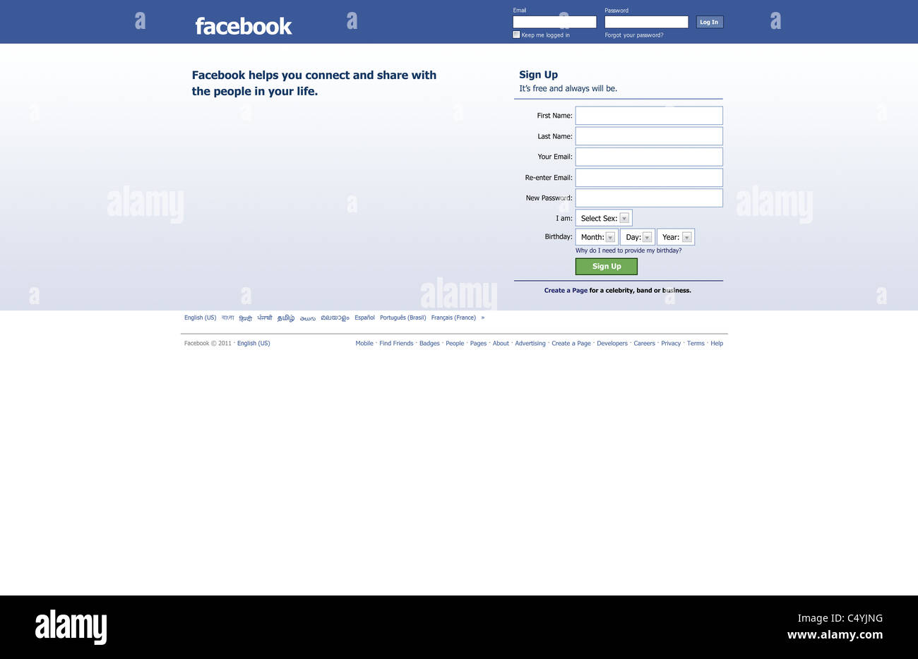 Bildschirm mit hoher Auflösung facebook Stockfoto